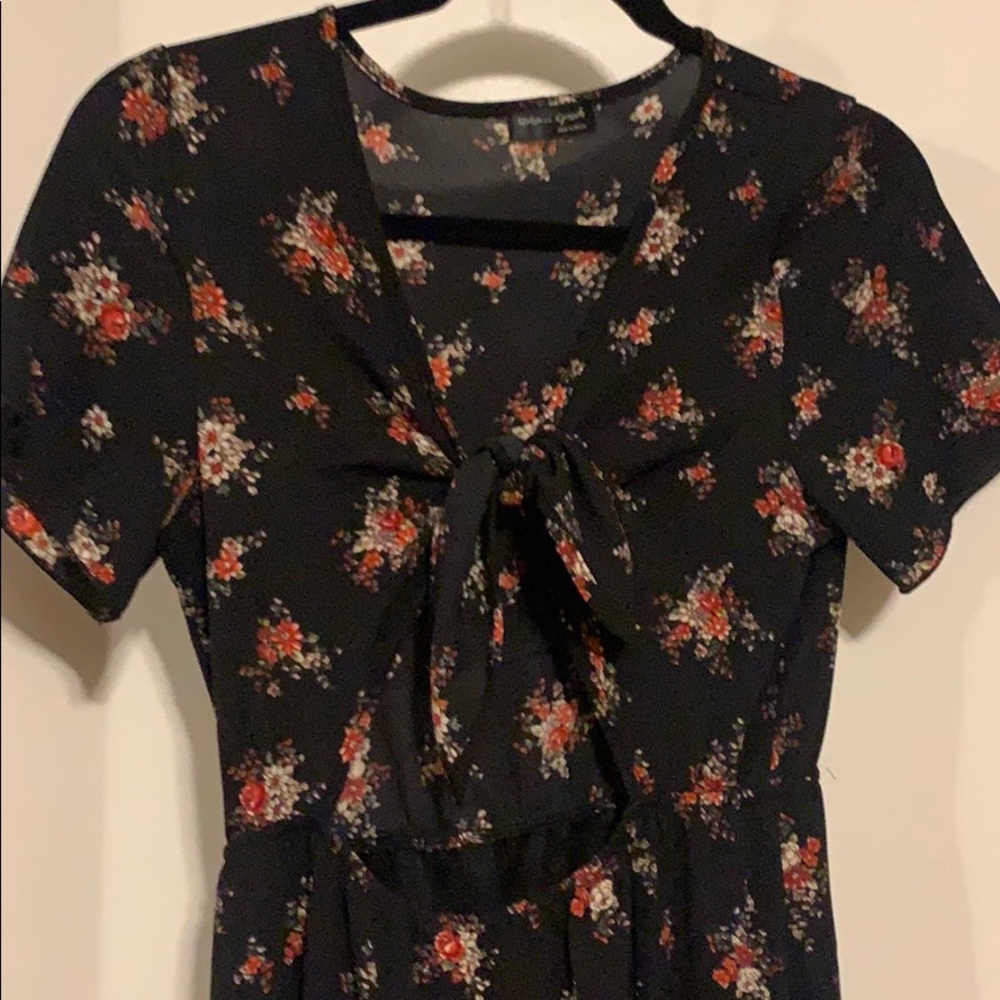 Long black dress with flower print